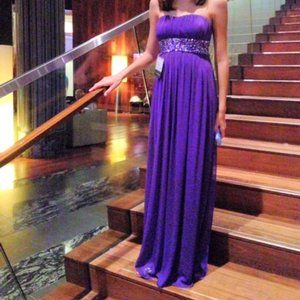 SALE Prom Gown Purple Strapless Crystals Junior Size 1